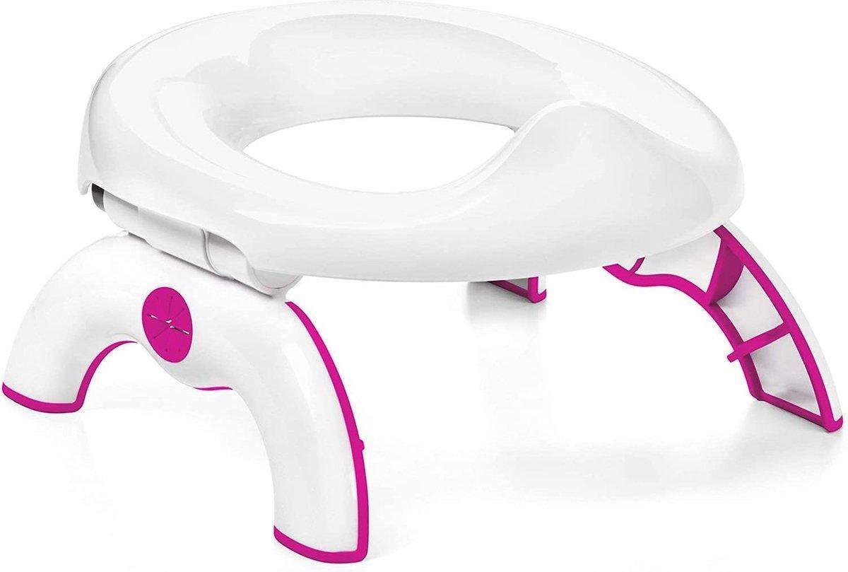 Goedkoopste Kinder Plaspotje , Toiletbril Verkleiner, Kinder WC Bril- Reispot Kinder Toiletzitting, 2 in 1 Toiletbril/Plaspot en 2 en 1 Pot Bebe et Siege de Toilette pour Enfants Potje voor Onderweg of Vakantie Wit-Roze