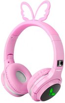 koptelefoon kinderen draadloos - hoofdtelefoon voor kinderen met engelen vleugels - roze - Bluetooth