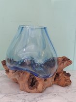 Glas op Hout/Stronk Blauw Small, Viskom