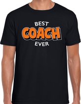 Best coach ever cadeau t-shirt / shirt - zwart met oranje en witte letters - voor heren - verjaardag shirt / cadeau t-shirt voor coaches S