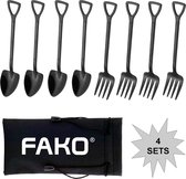 Fako Bijoux® - Gebak Bestek - Dessert Bestek - Schep & Hark - Zwart - 4 Sets