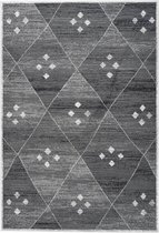 Grijs Zwart vloerkleed - 200x290 cm  -  A-symmetrisch patroon Geruit - Modern