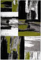 Groen Zwart vloerkleed - 160x230 cm  -  Symmetrisch patroon - Modern