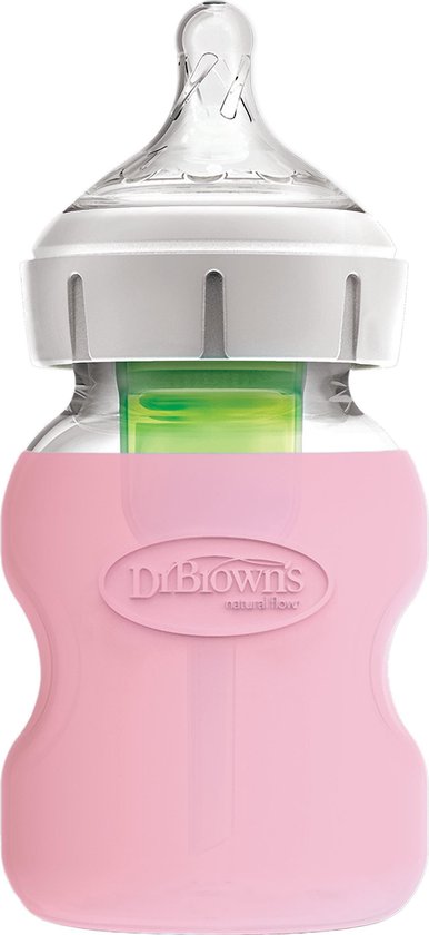 Babyflesje - Dr. Brown's Flesbeschermer - Brede halsfles - 150ml - Roze