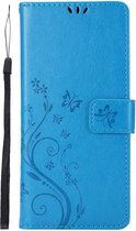 Samsung Galaxy A71 Bookcase - Blauw - Bloemen - Portemonnee Hoesje - Pasjeshouder