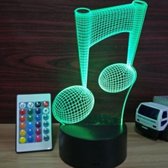 Decoratieve 3D lamp - muzikale muzieknoot - hologram in 7 kleuren