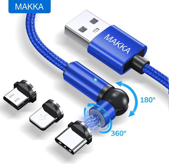 deksel kasteel effect Makka 3-in-1 Magnetische oplaadkabel inclusief kabelbinder - USB-C  Lightning (iPhone)... | bol.com