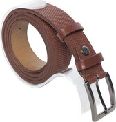 Lichtbruine Leren Riem - 100 % Echt Lederen Riem - 3 cm Breed Met Een Gestippeld Patroon - Taillemaat 115 cm