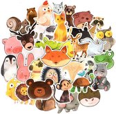 Sticker mix met dieren 'waterverf' - 50 stuks - waterproof - voor laptop, muur, etc