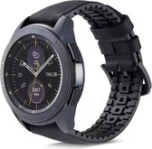 Smartwatch bandje - Geschikt voor Samsung Galaxy Watch 3 45mm, Gear S3, Huawei Watch GT 2 46mm, Garmin Vivoactive 4, 22mm horlogebandje - PU leer - Fungus - Zwart