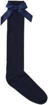 Meisjes kniesokken met strik|twee paar Kleur donkerblauw/grijs Maat 31.5-36.5 cm|Chaussettes fille avec nœud | deux paires Couleur bleu foncé / gris Taille 31,5-36,5 cm