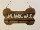 Woodart kapstok huisdier live bark walk 3 haakjes hout naturel 30x18x2