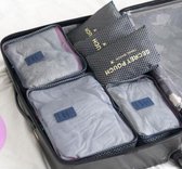 Koffer Organizer – Set van 6 – Travelsky packing cubes set – Inpak zakken – Travel bag 6 delig – Donker Blauw met Bloemen