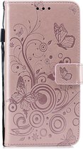 Apple iPhone XR Bookcase - Roze - Vlinders - Bloemen - Portemonnee Hoesje - Pasjeshouder