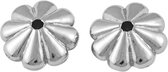 kunststof metallook kralen, bloem, antiek zilver, 10mm diameter, 5mm dik, gat 1,5mm, 300 stuks