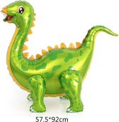 Brachiosaurus Dinosaurus Ballon - Groen Grote XL Folieballon - Helium Ballonnen Verjaardag Feest Versiering Dino Jurassic Park World - Inclusief Opblaasrietje