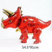 GRAND ballon aluminium de dinosaure (Triceratops) orange / rouge (31255)