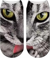 Twee-delige enkelsokken Kat - kattensokken - fotoprint enkelsokken - Unisex - Maat 36-41