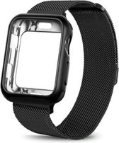 Milanees Bandje + Siliconen Case - geschikt voor Apple Watch - Series 4/5 - 44mm - Black - Zwart
