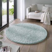 Rond vloerkleed hoogpolig effen Classic - lichtblauw 200 cm rond