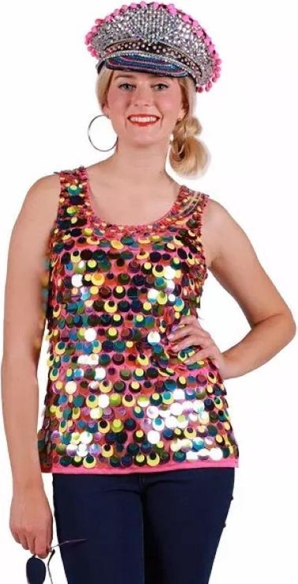 Disco - hippie topje met grote pailletten maat XS | bol.com