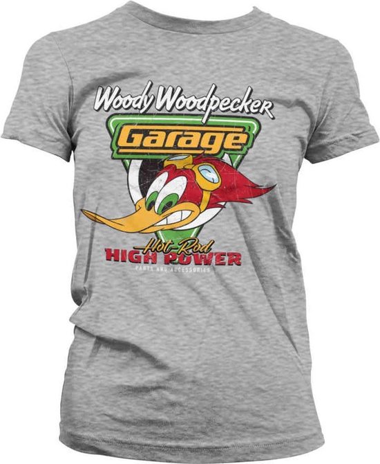 Woody Woodpecker Dames Tshirt -S- Garage Grijs