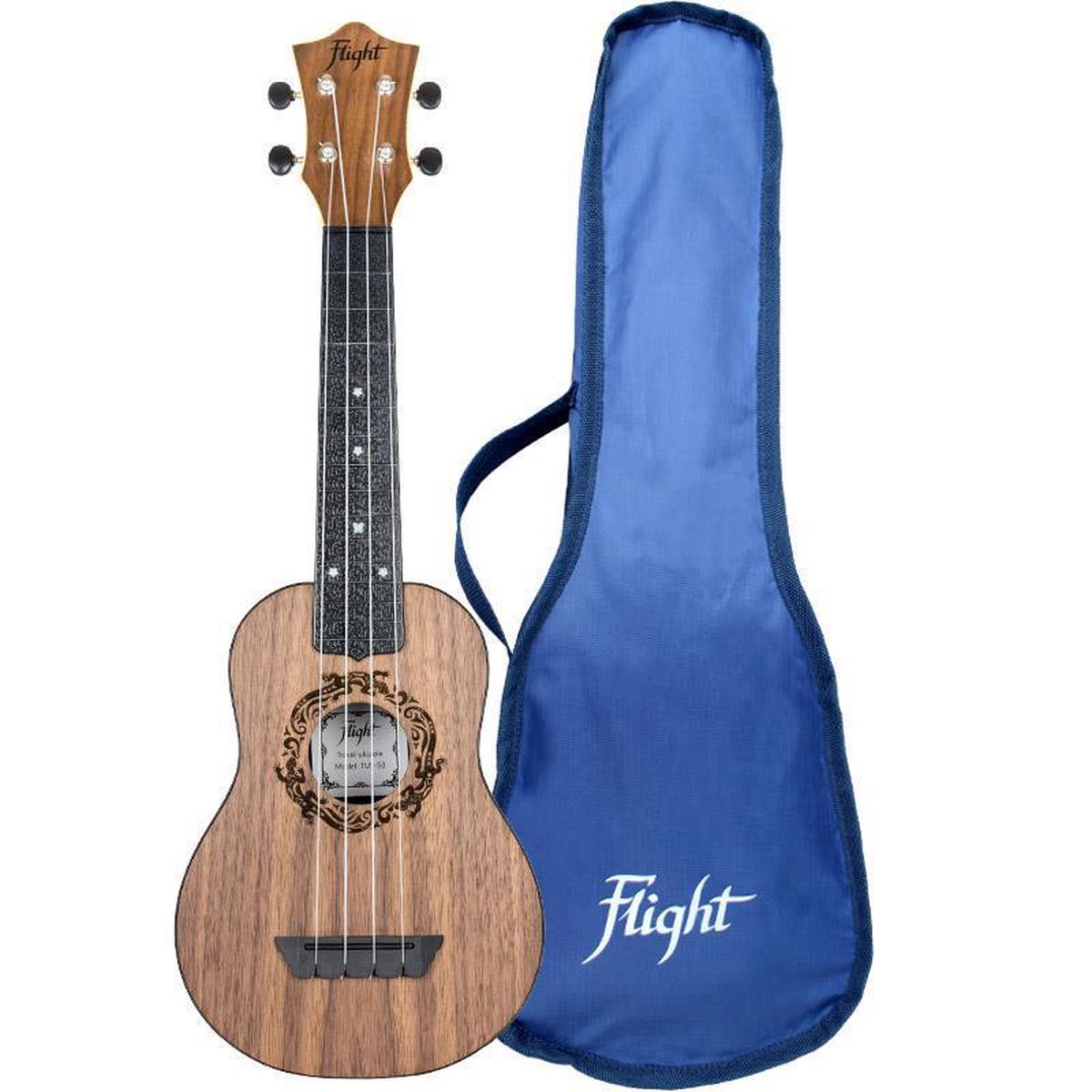 Flight Travel Series TUS50 Walnut Salamander sopraan ukelele met gigbag