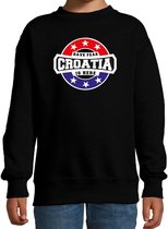 Have fear Croatia is here sweater met sterren embleem in de kleuren van de Kroatische vlag - zwart - kids - Kroatie supporter / Kroatisch elftal fan trui / EK / WK / kleding 122/128