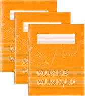 3x stuks A5 schriften / schoolschriften oranje met muzieknoten - 18 bladzijden 23 lijns