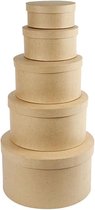 3x pièces de boîte artisanale ronde marron / boîtes en carton - 15 x 7,5 cm - boîte à chapeau / boîte cadeau