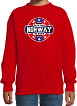 Have fear Norway is here sweater met sterren embleem in de kleuren van de Noorse vlag - rood - kids - Noorwegen supporter / Noors elftal fan trui / EK / WK / kleding 134/146