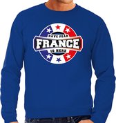 Have fear France is here sweater voor Frankrijk supporters blauw voor heren XL