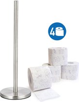 Tatkraft CAROL - Luxe RVS Toiletpapier Houder Vrijstaand - Reserverolhouder Verchroomd - WC Rol Houder - Closetrolhouder - Staande Toilet Papier Houder - Keukenrol / Toiletrol Standaard 4 Rol