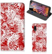 Book Style Case Samsung Xcover Pro Smart Cover Angel Skull Red