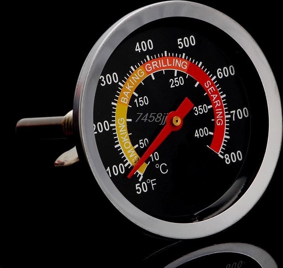 Barbecue thermometer - temperatuurmeter - Tot 400 graden - inbouw - voor BBQ, smoker, kamado, rookoven, pizzaoven - RVS - Geschikt voor o.a. Weber & Houtskoolbarbecues – foto 5