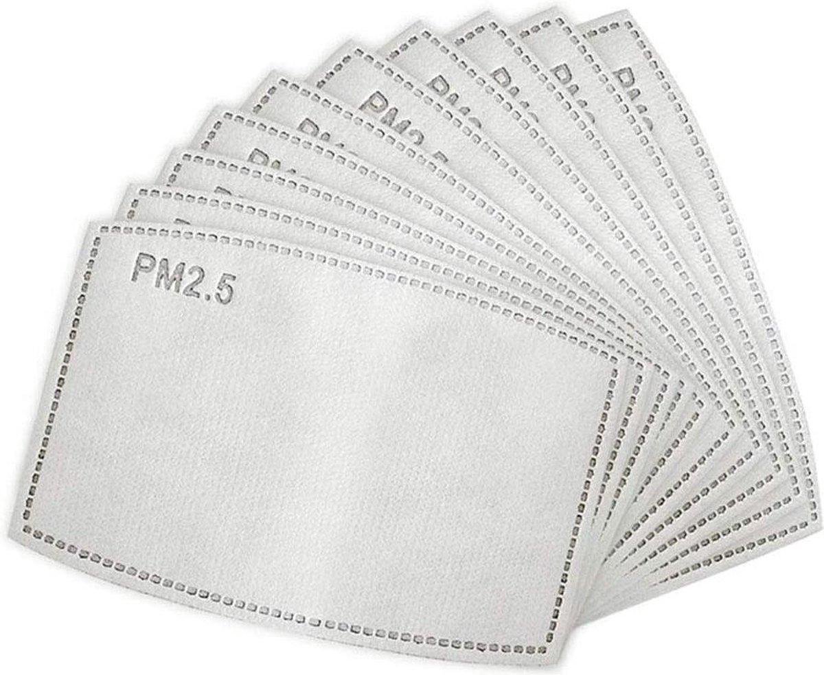 Vervangbare mondkapje filters – 10 stuks wegwerp (50 - 60uur gebruik) | PM 2.5 filters - Merkloos