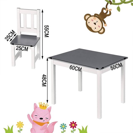 Kindertafel en stoeltjes mét kinderbankje Kindertafel met 2 stoeltjes en houten... | bol.com