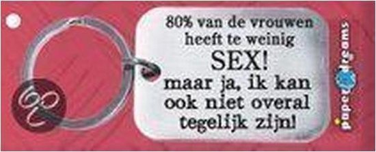Paper Dreams | RVS Sleutelhanger | 80% van de vrouwen heeft te weinig sex!