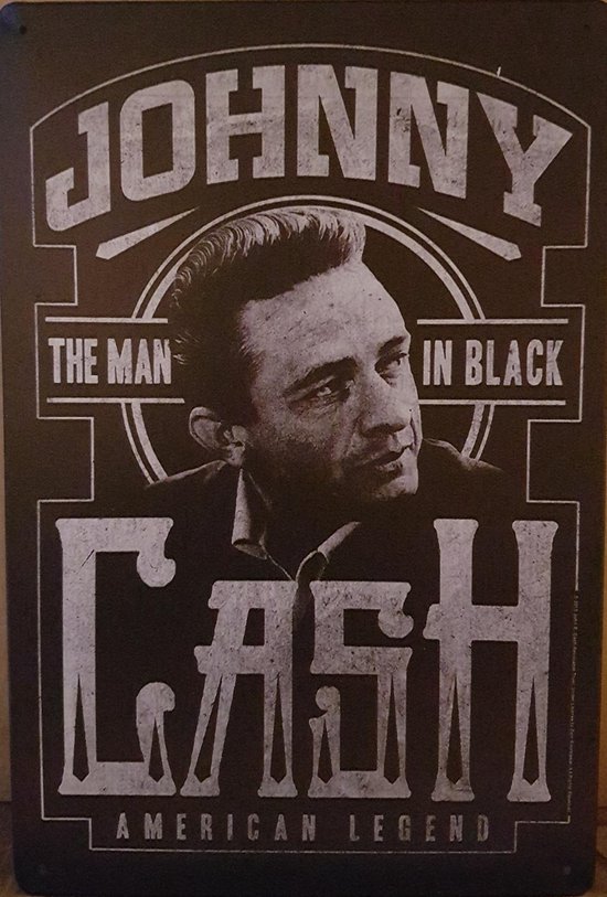 Johnny Cash man in Black Reclamebord van metaal METALEN-WANDBORD - MUURPLAAT - VINTAGE - RETRO - HORECA- BORD-WANDDECORATIE -TEKSTBORD - DECORATIEBORD - RECLAMEPLAAT - WANDPLAAT - NOSTALGIE -CAFE- BAR -MANCAVE- KROEG- MAN CAVE
