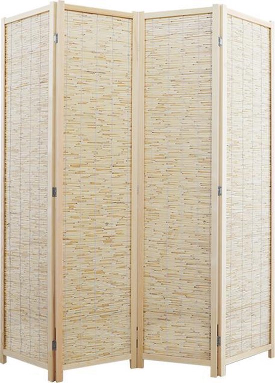 Fragiel Bliksem regeling Kamerscherm Bamboe / kamerschermen 4 panelen - scheidingswand 170x160cm  kant en klaar | bol.com