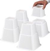 Bedverhogers wit - bedklossen - meubelverhogers - stoelverhogers per set van 8. Instelbaar tussen 8, 13 en 21 cm. Max. 600 kg