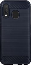 BMAX Carbon soft case hoesje geschikt voor Samsung Galaxy A40 / Soft cover / Telefoonhoesje / Beschermhoesje / Telefoonbescherming - Blauw