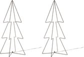 2x stuks verlichte figuren 3D kerstbomen / lichtbomen 91 cm voor buiten - Decoratieboom/3D boom met verlichting