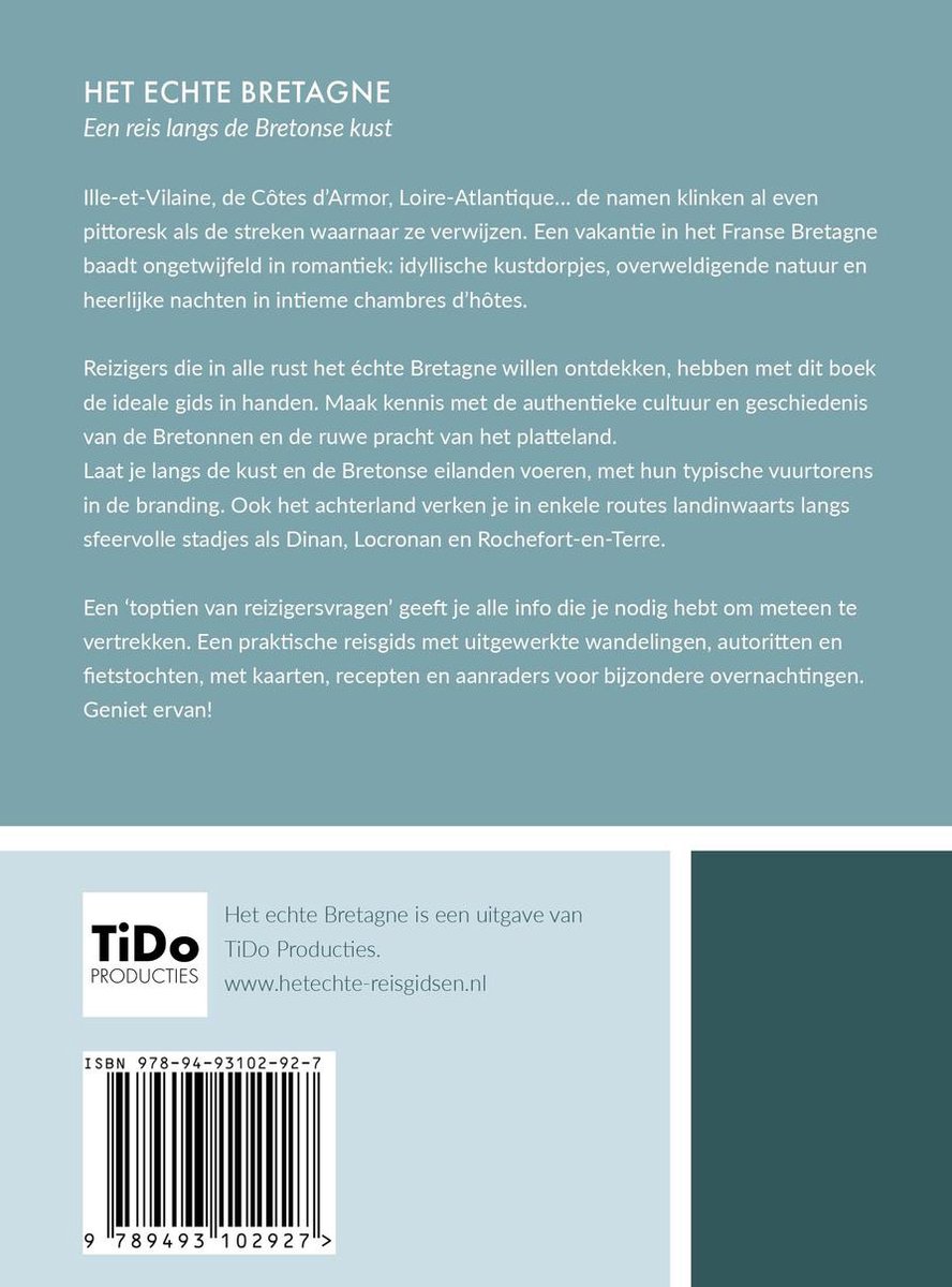Boekcover van 'Het Echte Bretagne' met tekst en ISBN-nummer.