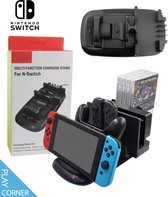Nintendo Switch Accessoires - Lader - Oplaadstation - Multifunctioneel - Geschikt voor opladen van de Switch Console en Controllers + GRATIS opslag voor spellen