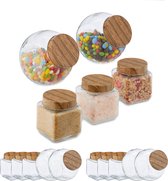 Relaxdays 15 x voorraadpotten - glazenpotten - voorraadpot - snoeppot – bewaarpot – glas