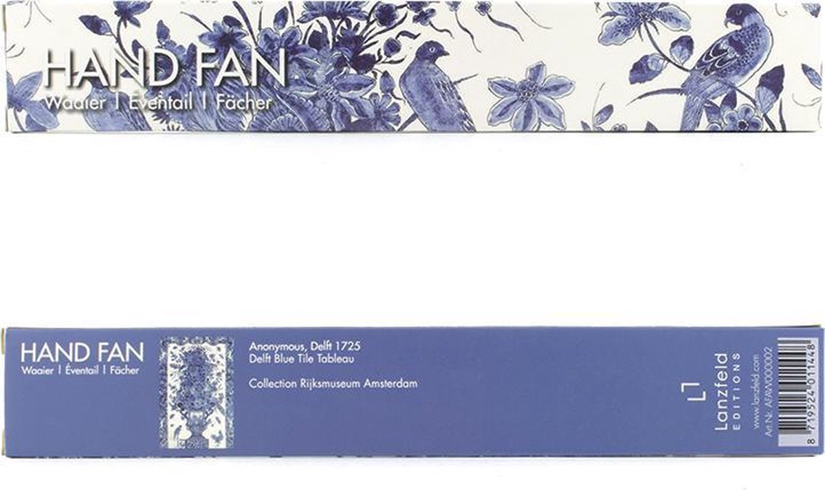 Lanzfeld - Waaier - Handwaaier - Bamboe - Delfts Blauw Motief — afbeelding 3