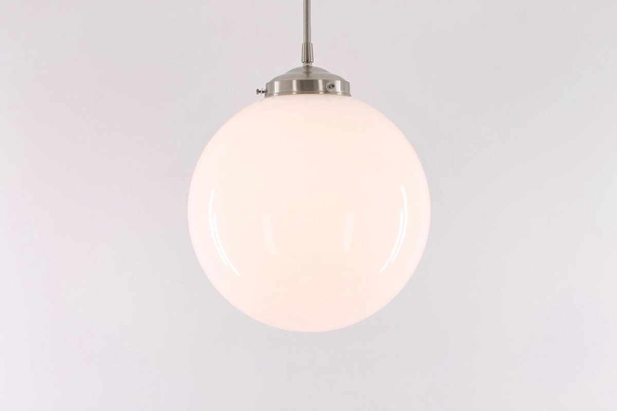 Art Deco Globe hanglamp opaalglas diameter ⌀ 30 - schoollamp jaren20