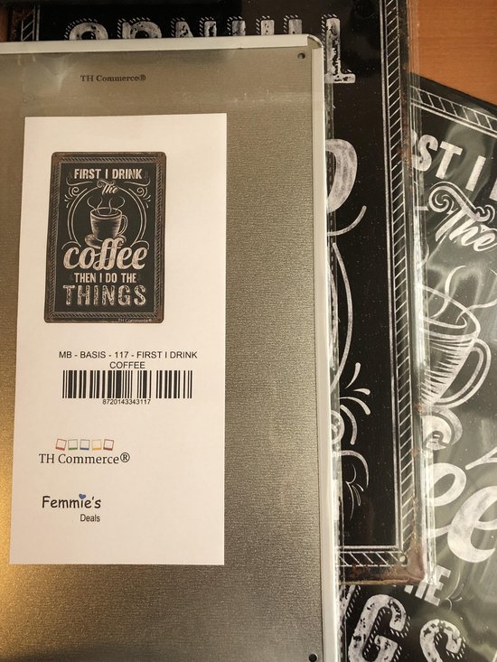 Decoratie Wandbord Metaal Eerst Koffie Dan Werken Coffee