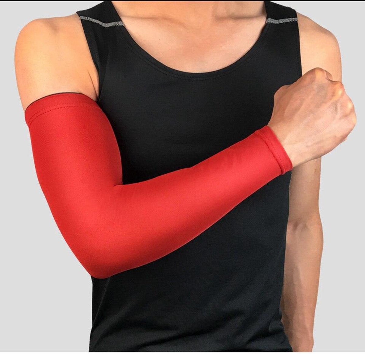 Set fiets armwarmers ( 2 stuks ) – Rood - armstukken – cycling arm sleeves – armbeschermers – sport armmouwen - Maat M